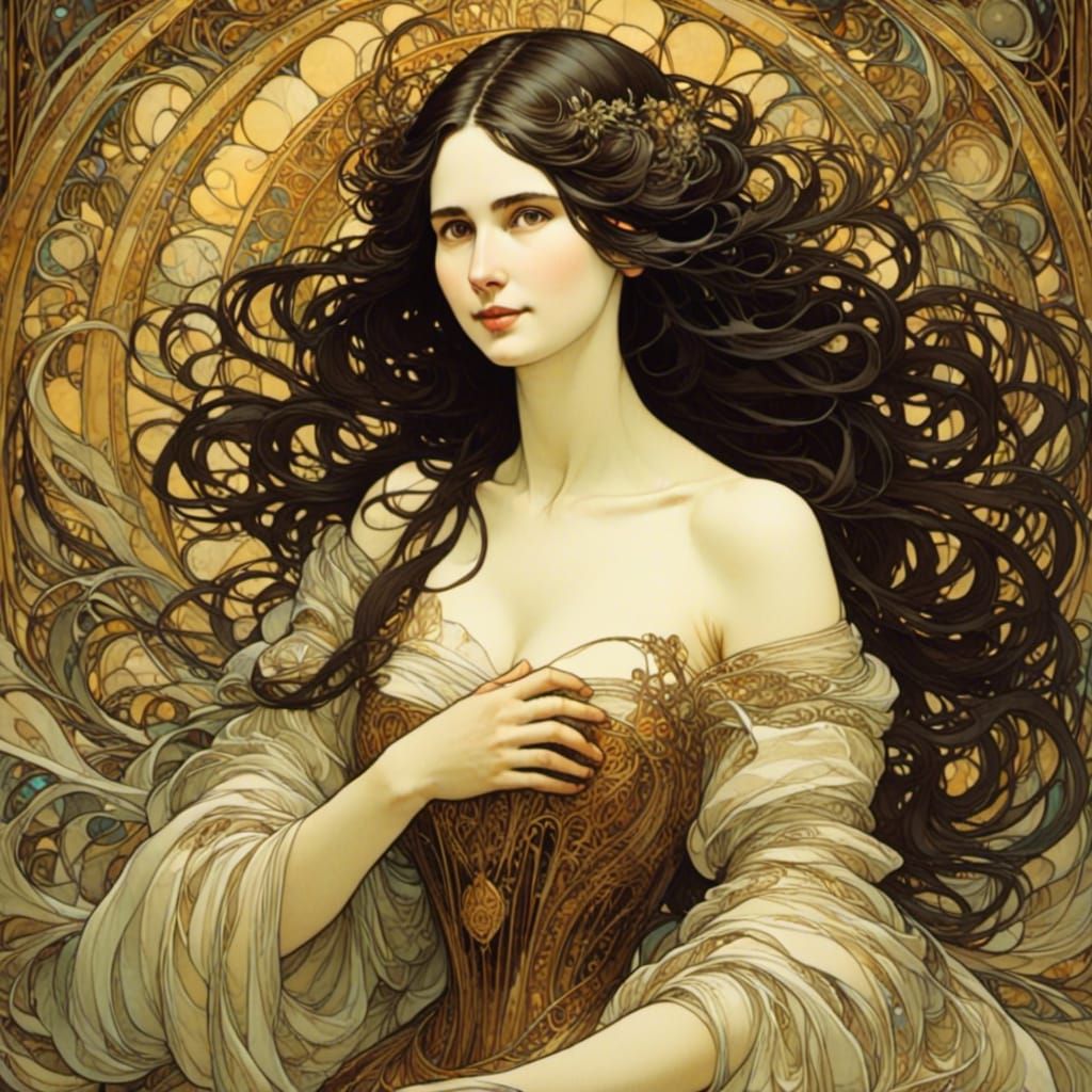 Art Nouveau Portrait with Sand Sorcery Aesthetic