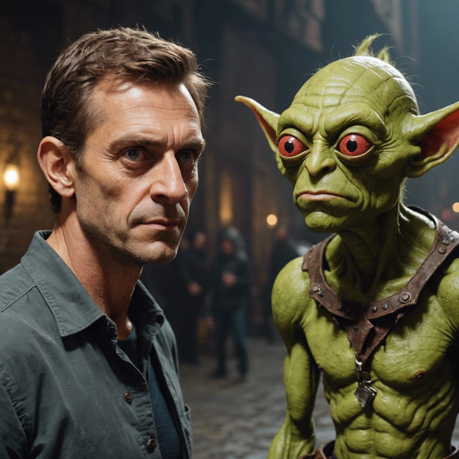 Man Observes Goblin with Googly Eyes