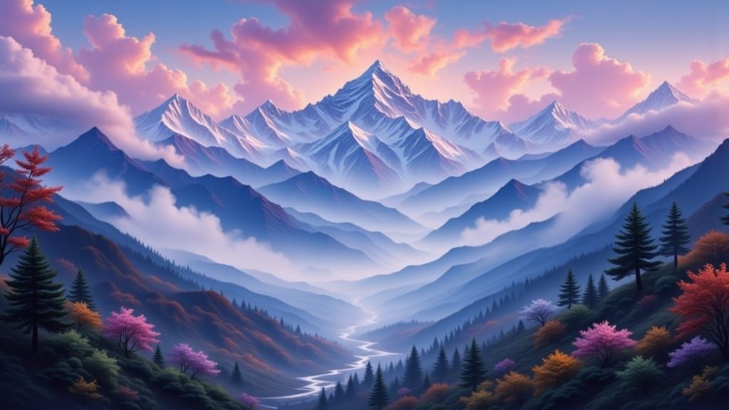 Majestic Himalayan Mountains in Dreamy Artistic Style