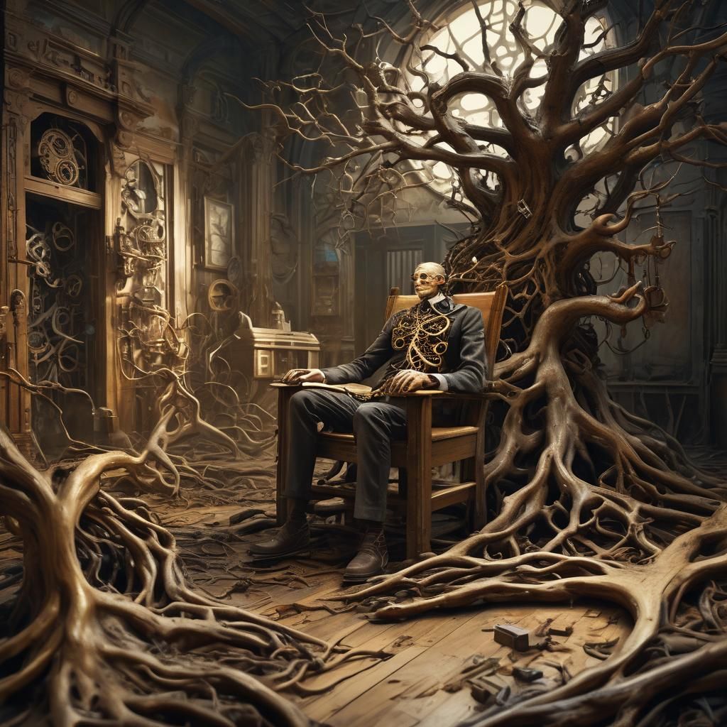 Surreal Melancholy: Melting Clockwork in Dreamlike Oil