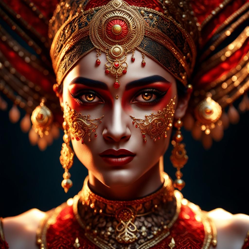 Persian Goddess Dancer in Vibrant 3D Detail