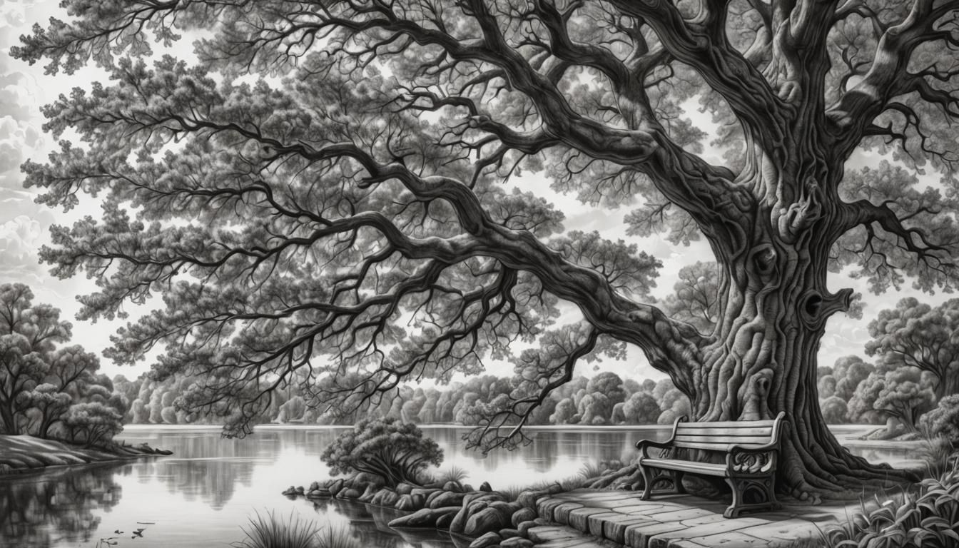 Oak Tree on a Lake