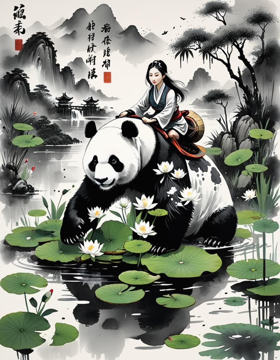 Girl Rides Panda: Ancient Ink Fashion Photography