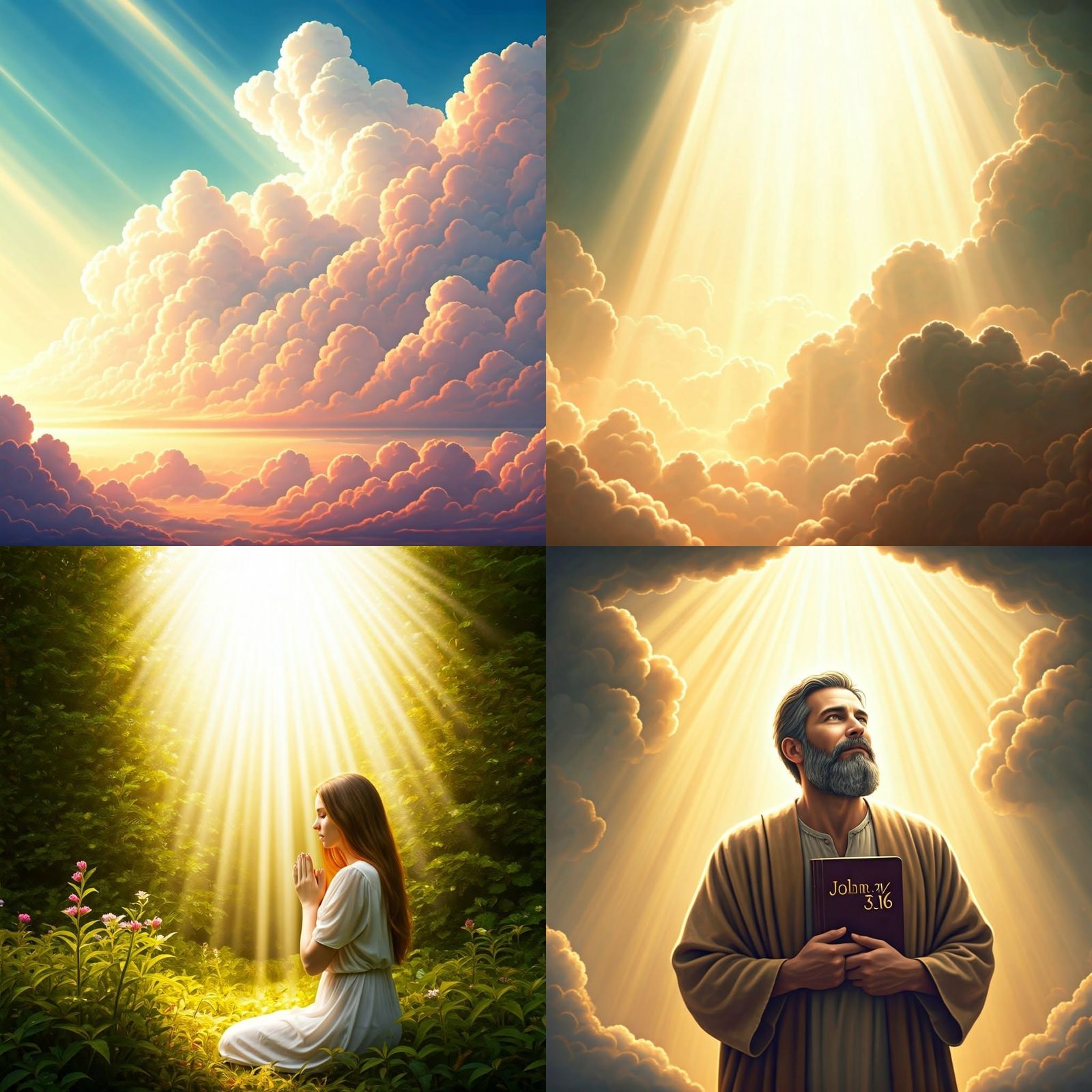 Heavenly Sunshine Beams Through Divine Clouds