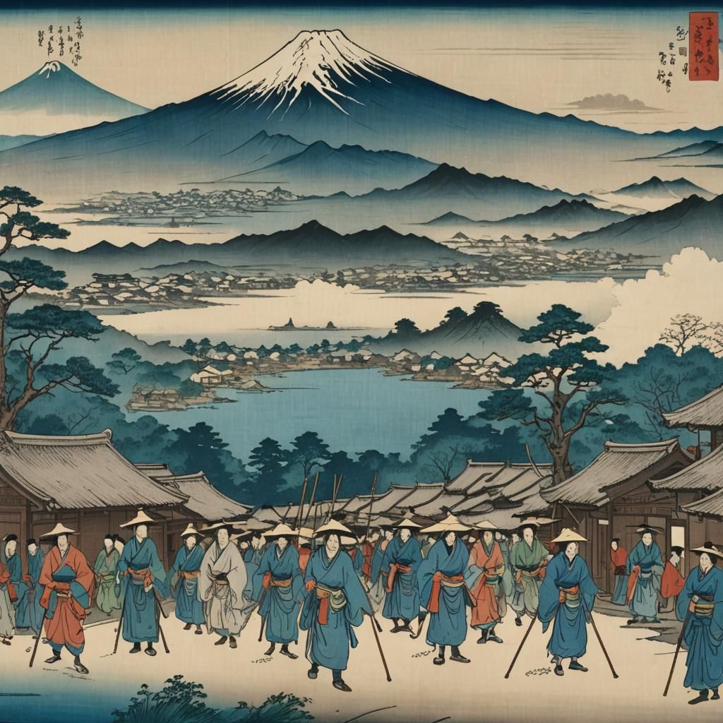 Japanese Ukiyo-e Print: Village Procession