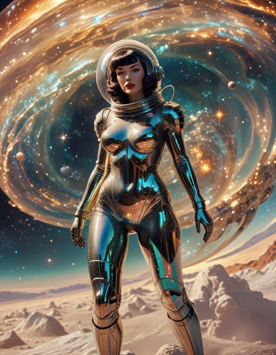 Retro Sci-Fi Space Girl in Michelin Man Suit