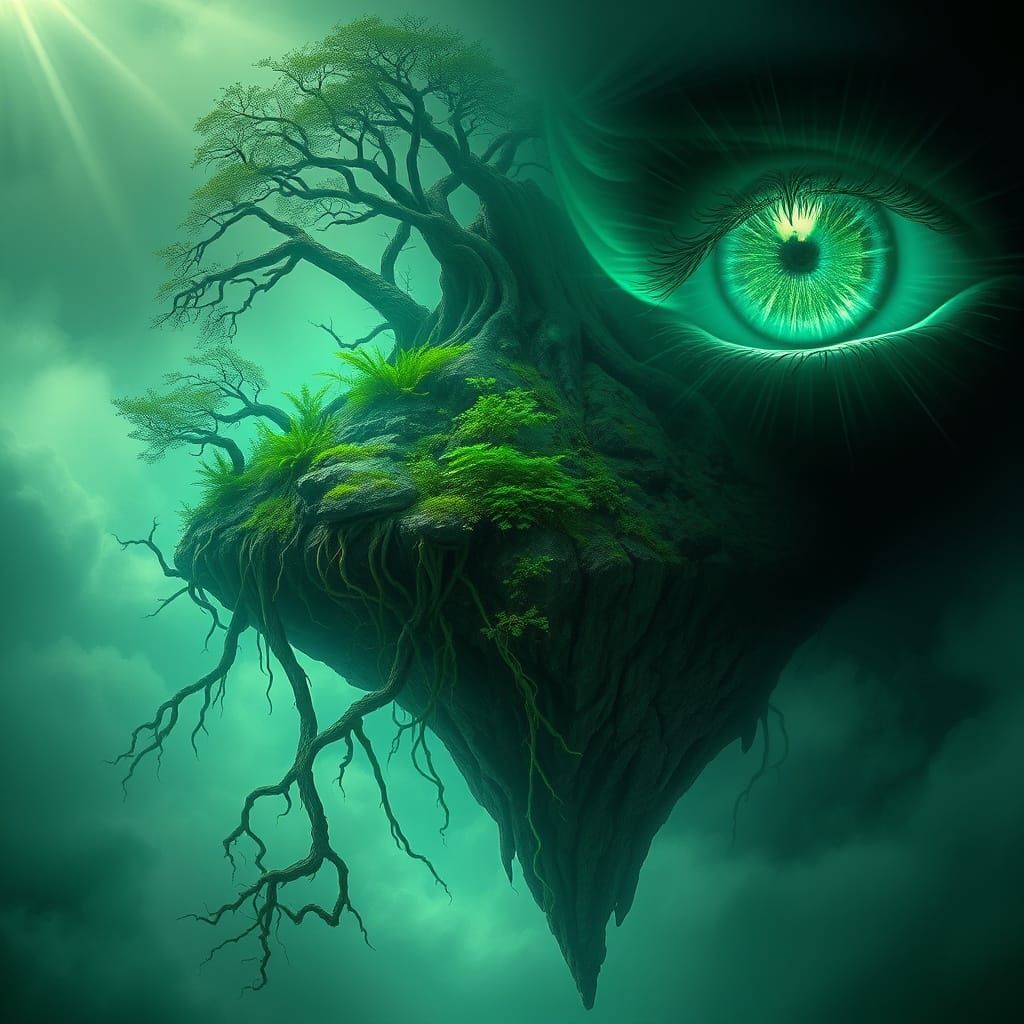 Emerald Awakening in Dreamlike Surreal Style