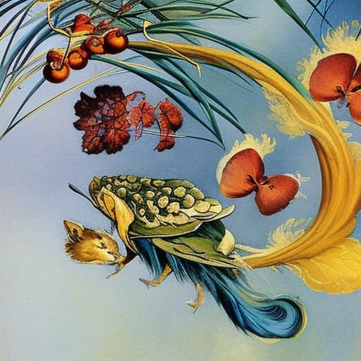 Fractal Surrealist Abstract in Triadic Colors