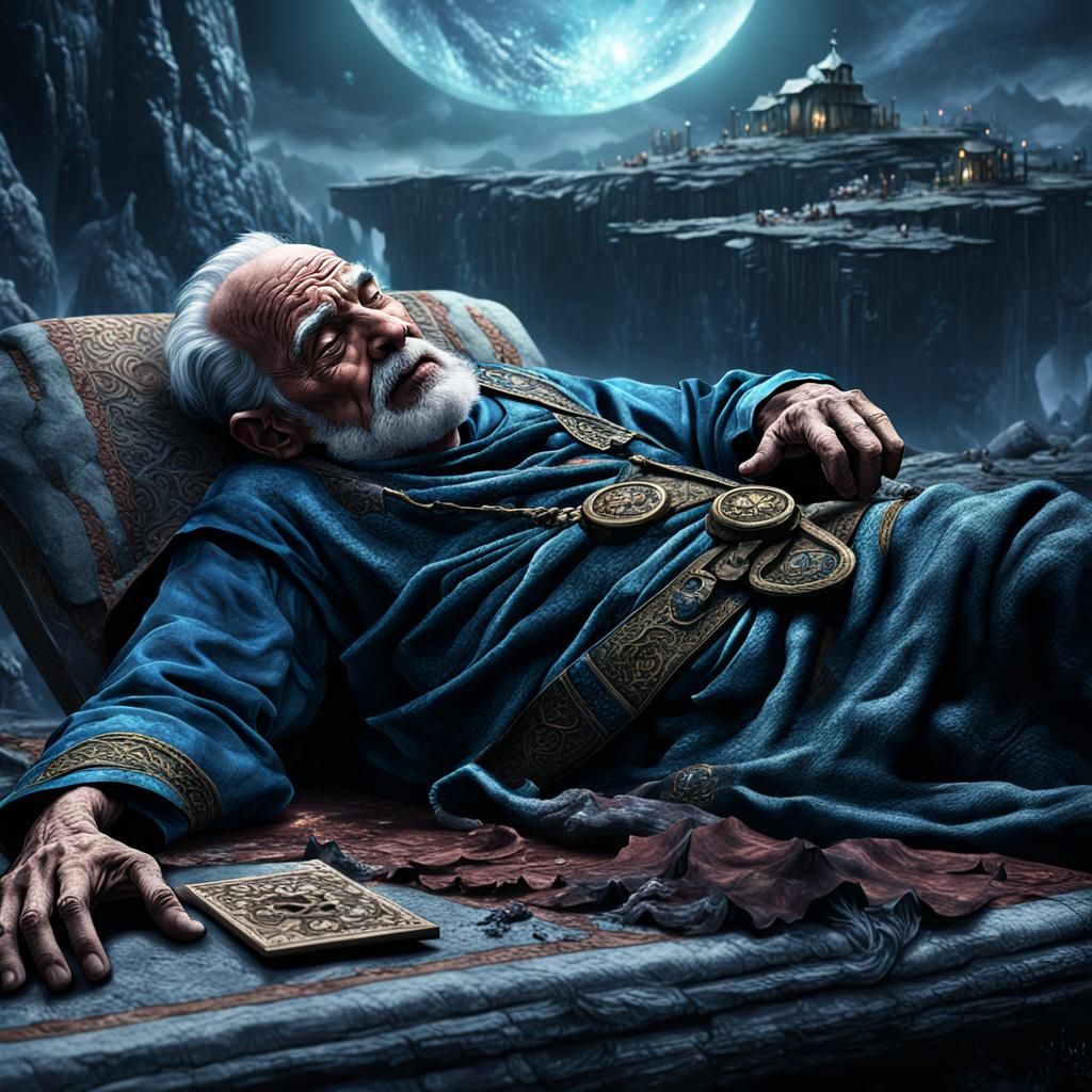 Old Man Faces Eternity: Detailed Matte Painting