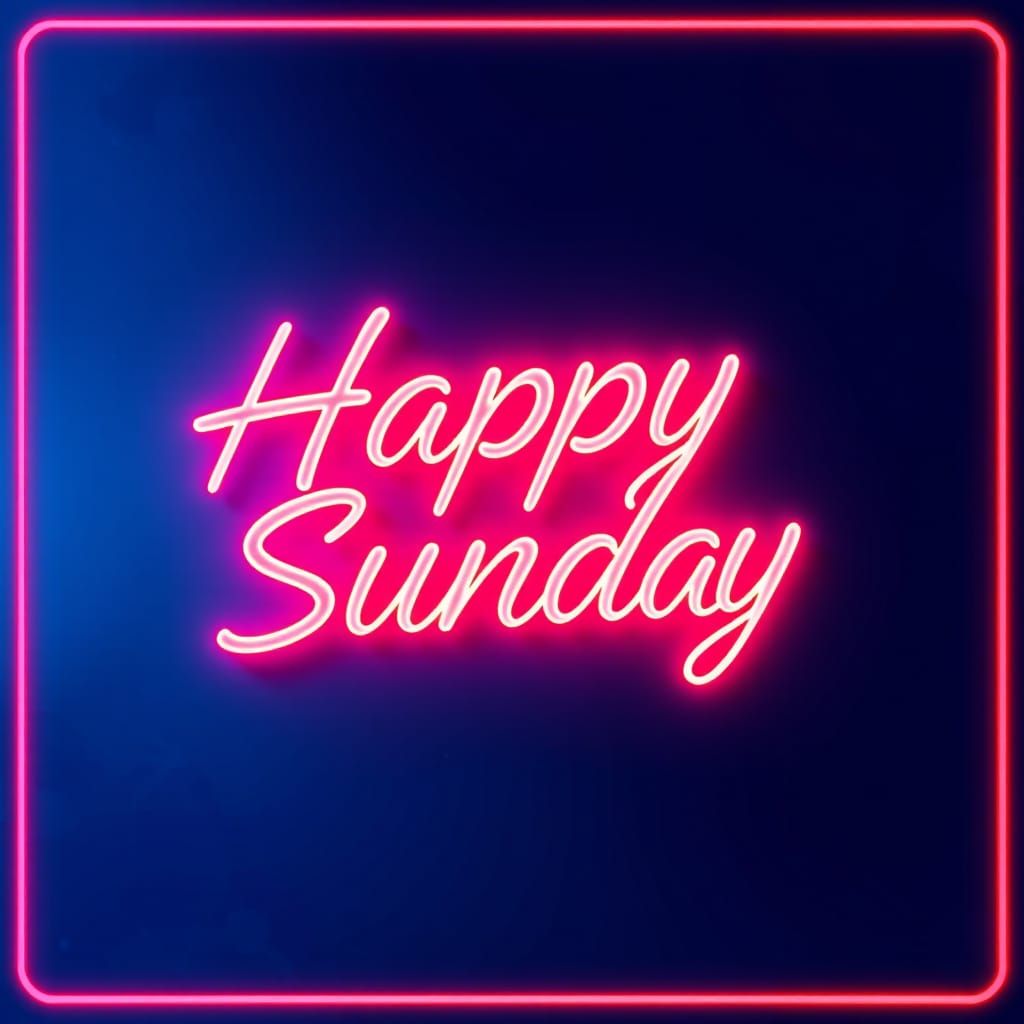 Neon "Happy Sunday" in Futuristic Style