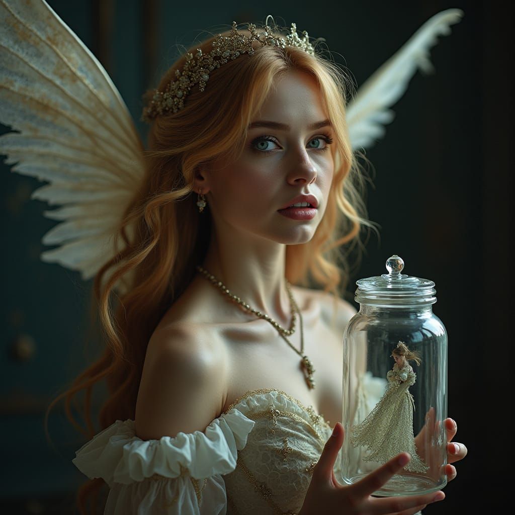 Winged Fairy Imprisoned in Victorian England
