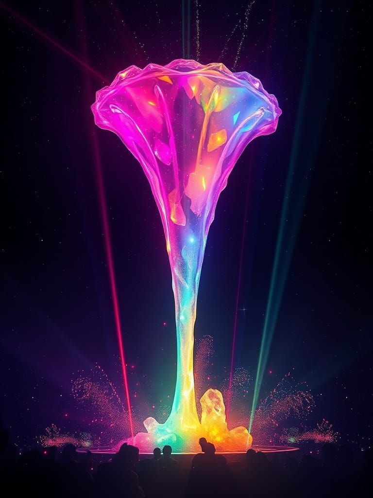 Rainbow Light Fountain in Alcohol Ink Style