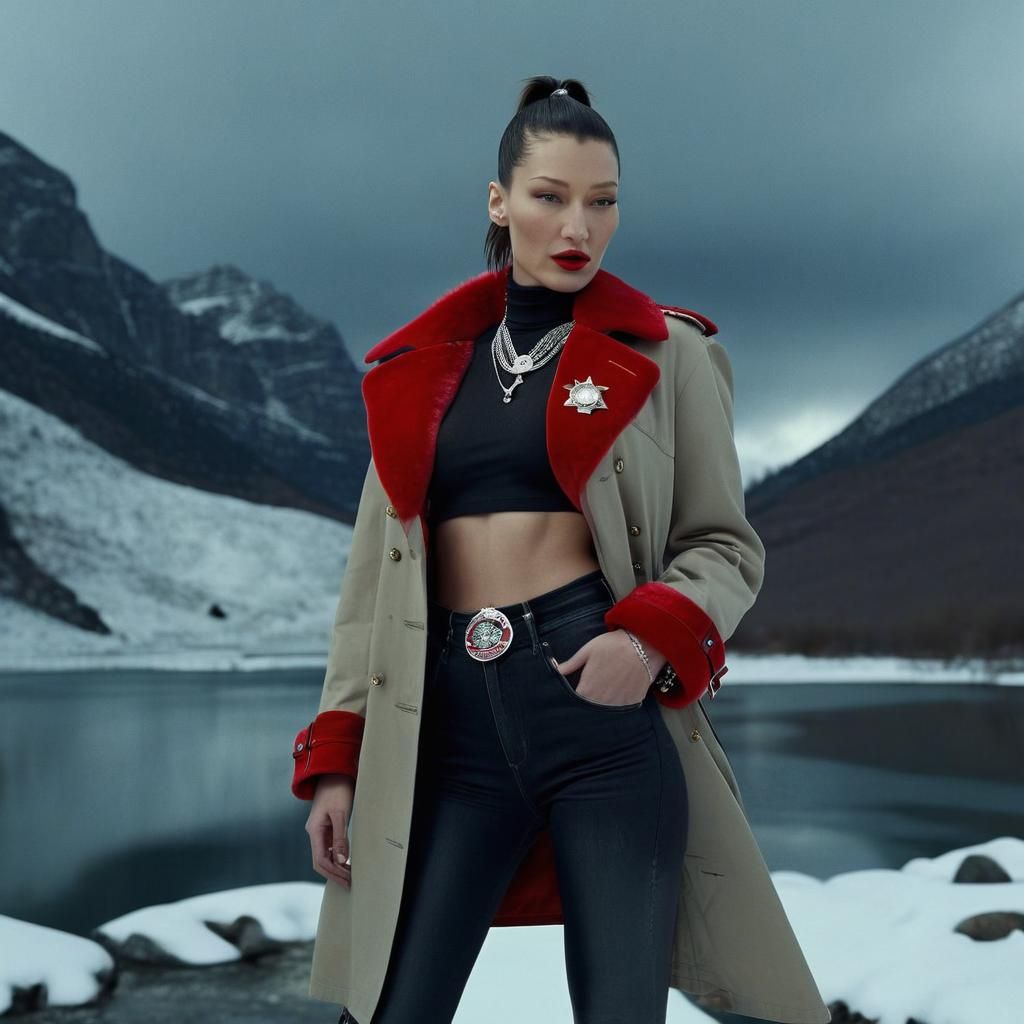 Bella Hadid as a Cinematic FBI Agent in Snow