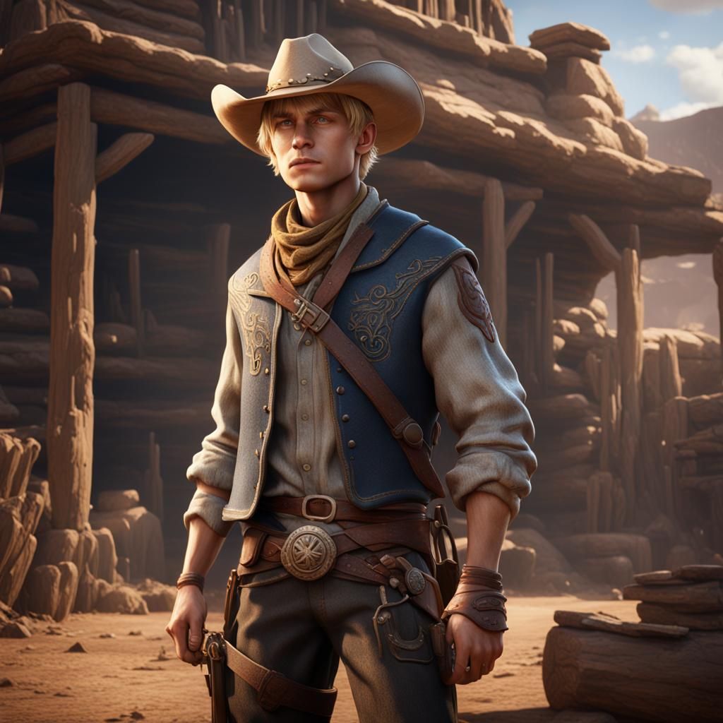 Young Cowboy: Detailed Matte Painting in 8k