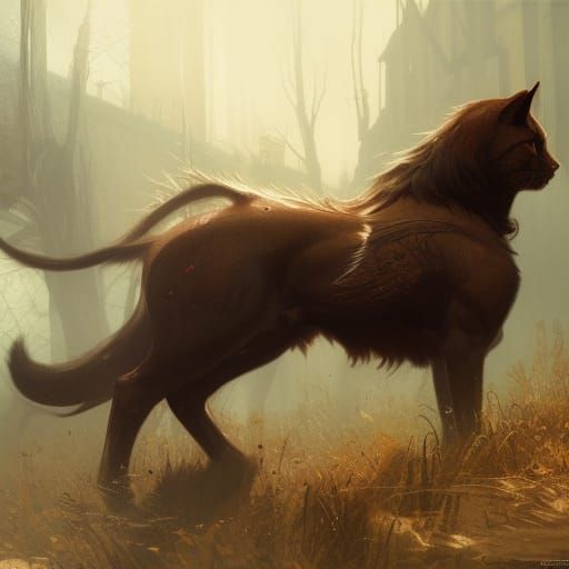 Cat-Horse Hybrid in Dark Fantasy Style