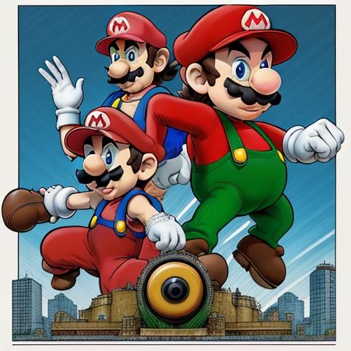 mario bros in akira toriyama draw style