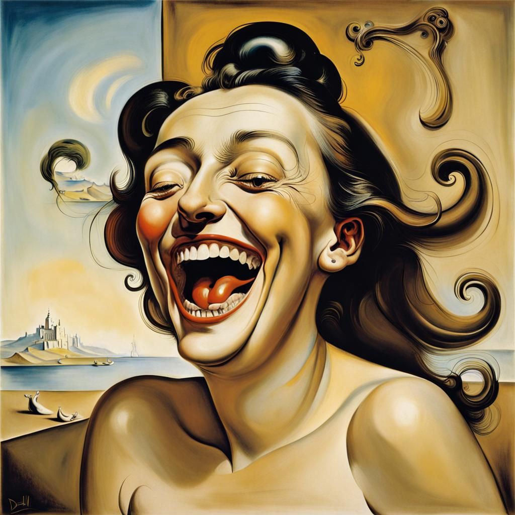 Surreal Laughing Woman in Dali Style