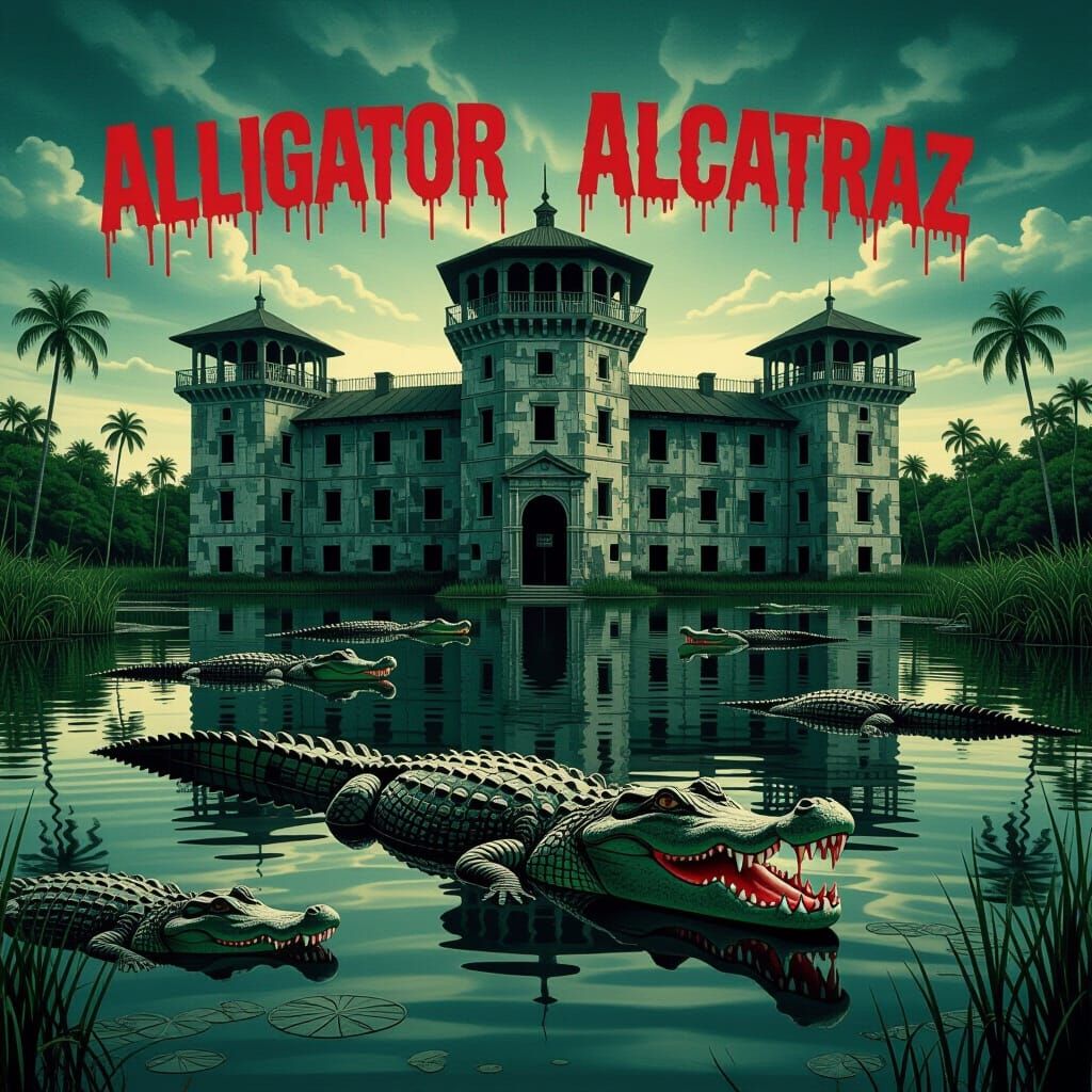 Alligator Alcatraz Prison Blending Surrealist Styles