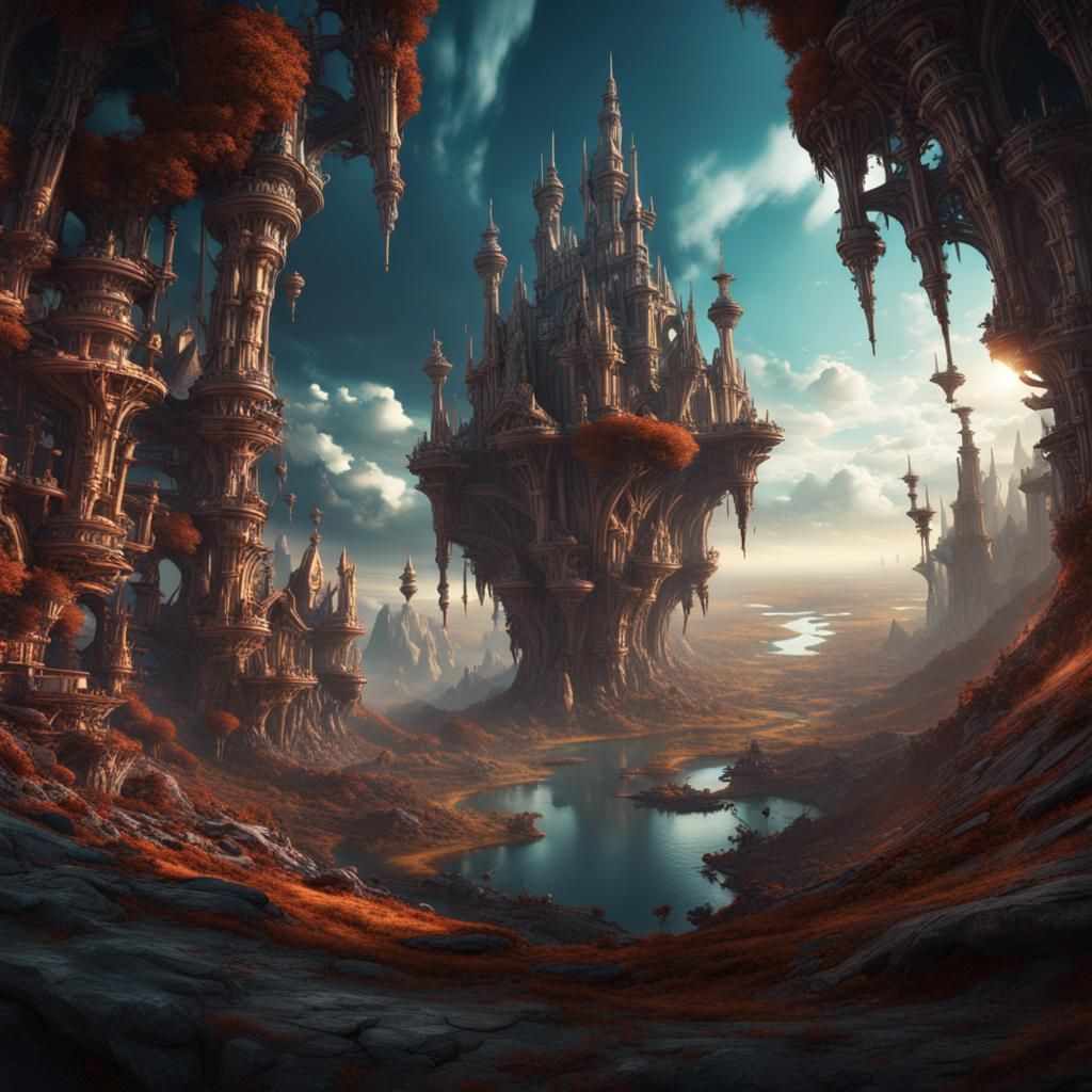 Fantastical Upside Down World in Detailed Matte Painting