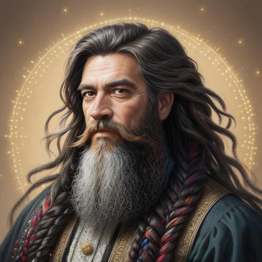 Braided Beard Concept Art With Fairy Lights