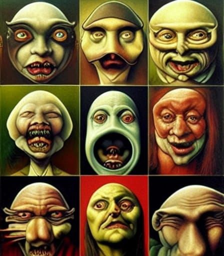 Surreal Faces in Visionary Art Style