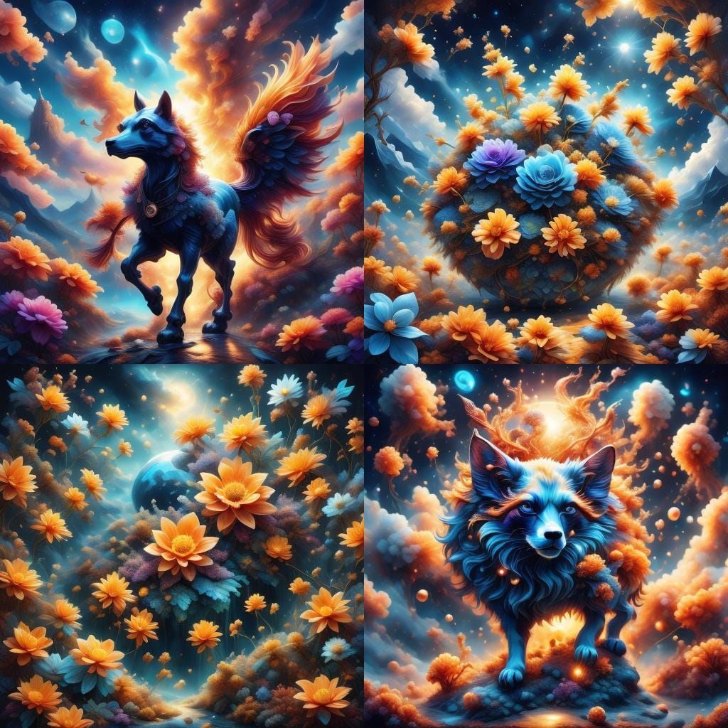 Floral Dream with Crystal Clusters and Stained Glass