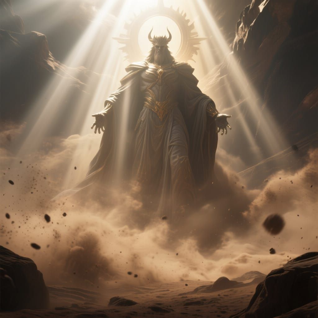 Godlike Scale Cinematic Scene with Dramatic Backlighting