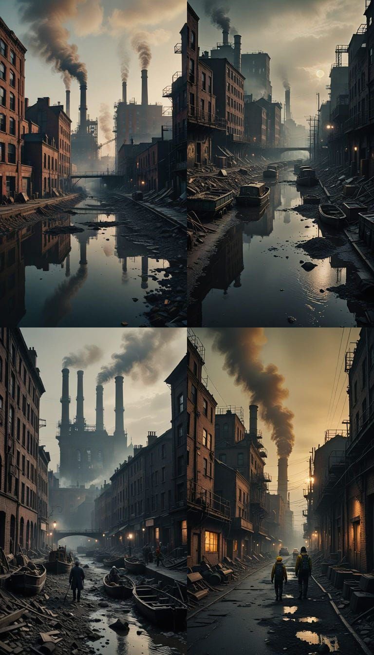 Eerie 19th-Century Industrial Metropolis in Thick Smog