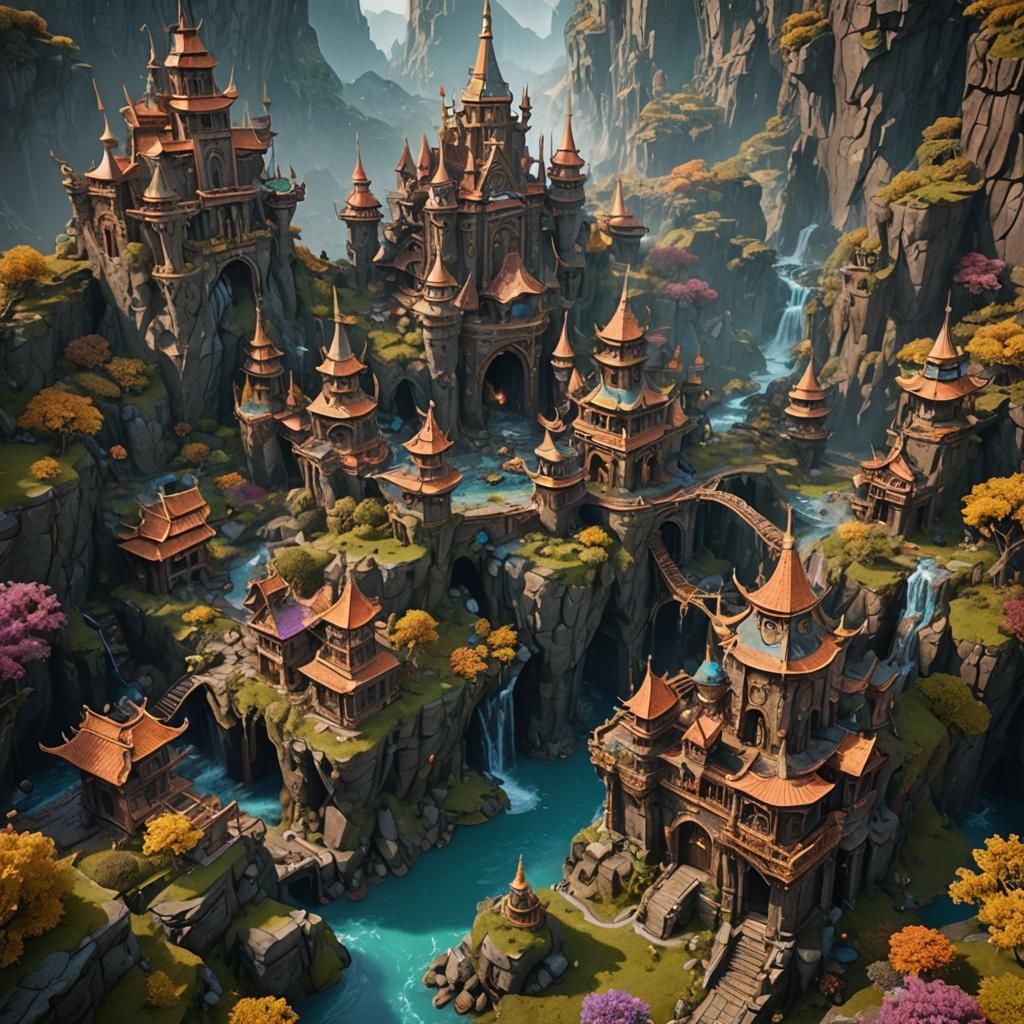 Fantastical Detailed Matte Painting in Deep Color