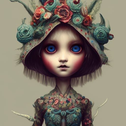 Creepy Doll Portrait in Detailed Hyperrealism