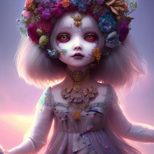 Intricate Doll Portrait in Hyperrealistic Style