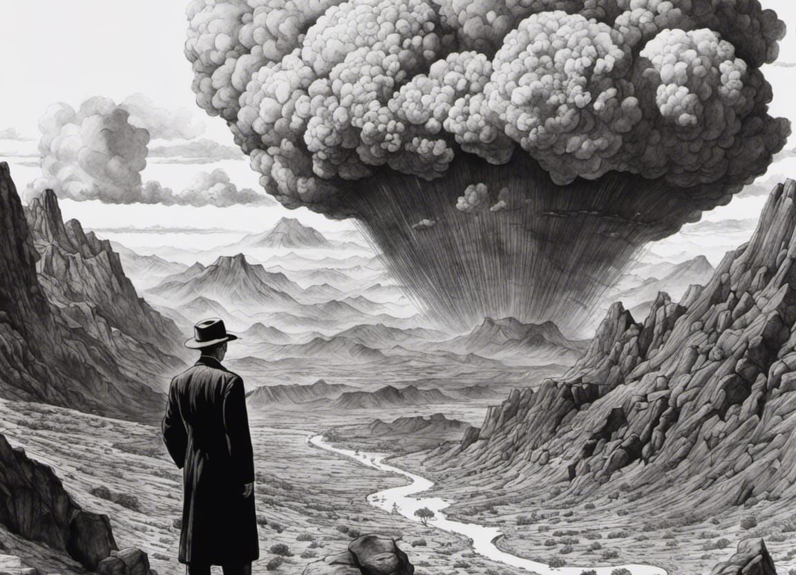 Oppenheimer in Japanese Ink Art Style