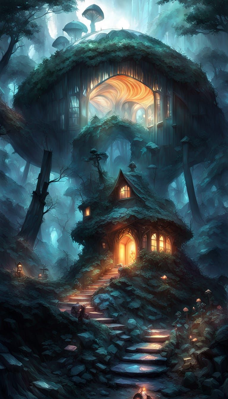 Enchanted Mushroom House in Fairytale Style