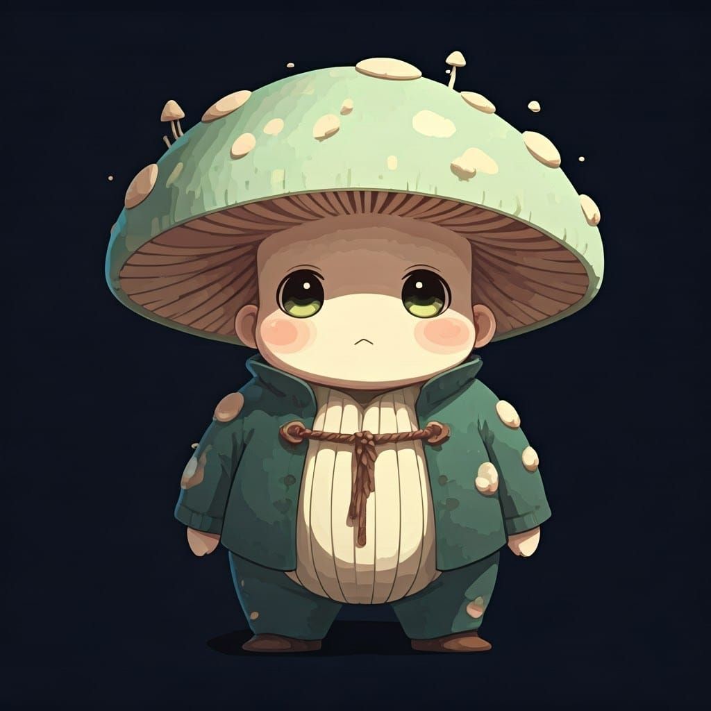 Cute Poisonous Mushroom Warrior in Vibrant Cel-Shaded Art