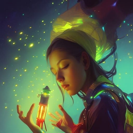 Vivid Fireflies in Hyperdetailed Fantasy Concept Art