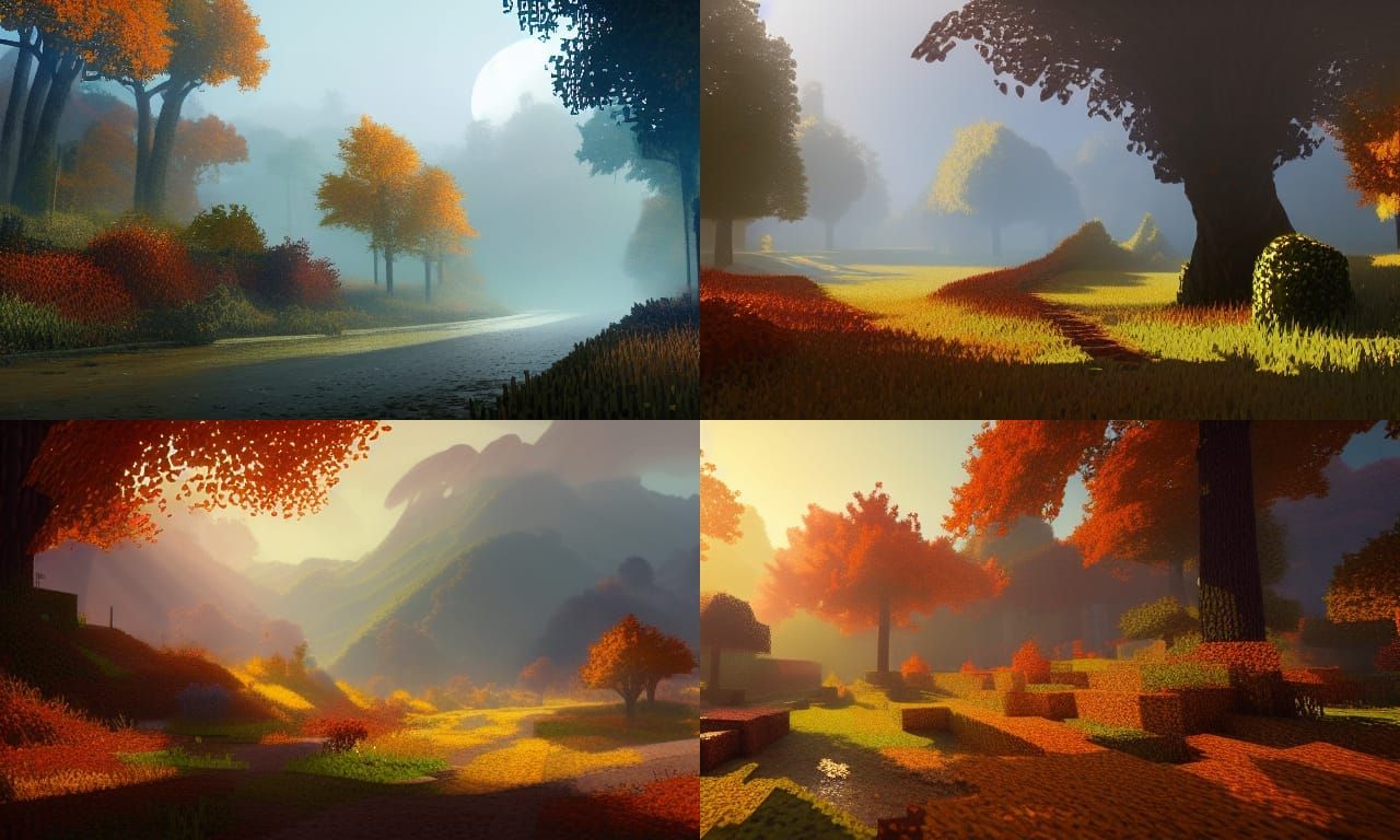 Minecraft Autumn Landscape Concept Art in 8K