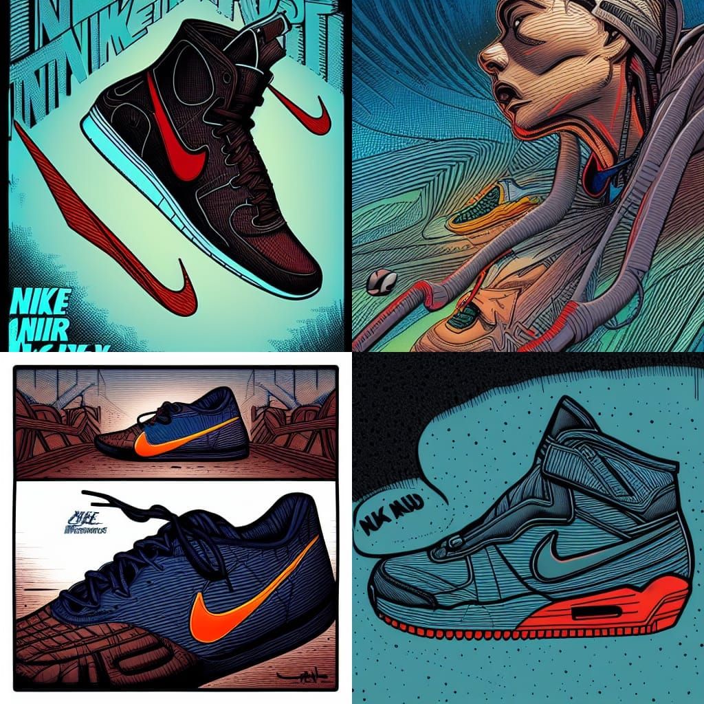 Nike Shoes in Comic Book Art Style