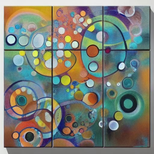 Abstract Circles and Squares Oil Painting