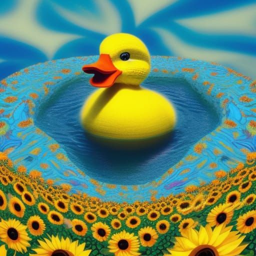 Psychedelic Duck Optical Illusion in Fractal Garden