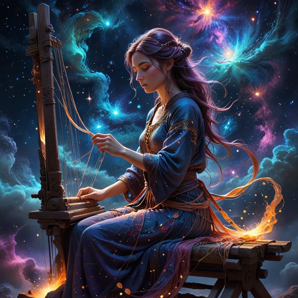 Fantasy Art of Starlight Weaver in Cosmic Nebula