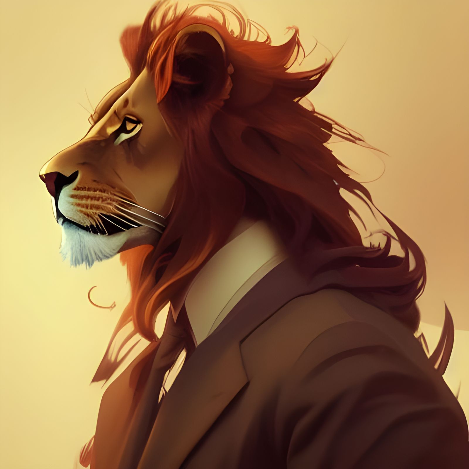 Lion Gentleman Portrait in Hyperdetailed Style