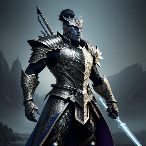 Majestic Warrior in Diamond Armor - Digital Painting