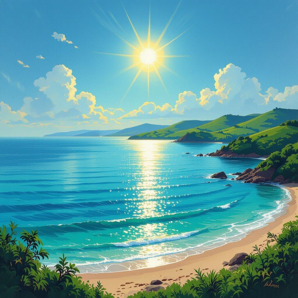 Lake Malawi Sunrise: Vibrant Turquoise Waters and Lush Hills