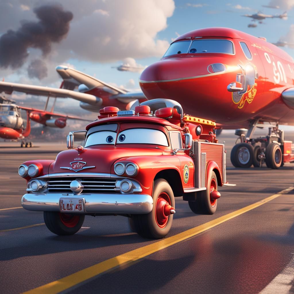 Disney Pixar Cars Fire Truck at Airport