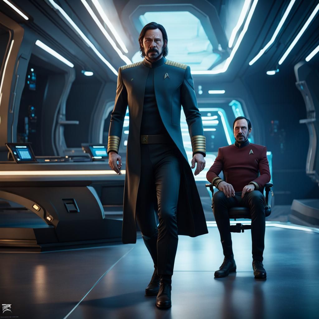 John Wick as Star Trek Captain: Hyperrealistic Portrait