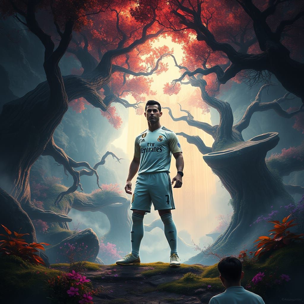 Heroic Ronaldo in Vibrant Dream Landscape