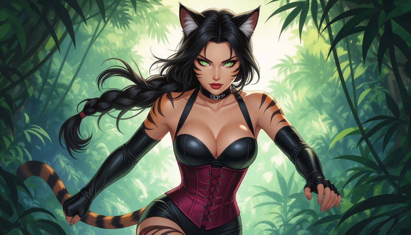 Athletic Tiger-Fur Woman Races Through Jungle