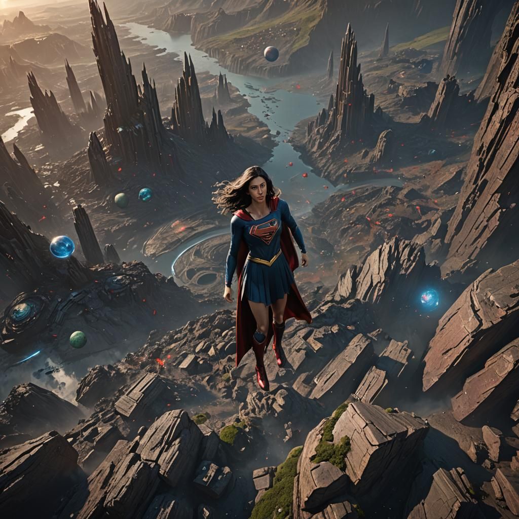 Supergirl on Krypton: Detailed Matte Painting