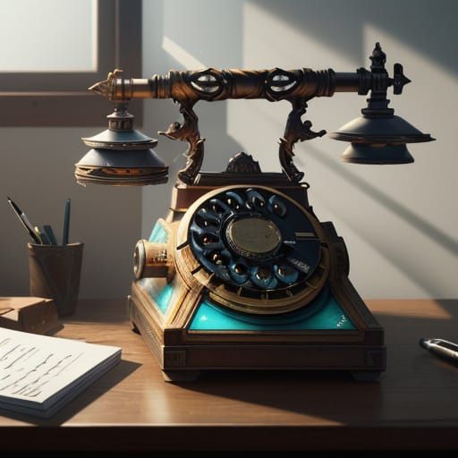 Vibrant Concept Art of a Small Phone in Warm Light