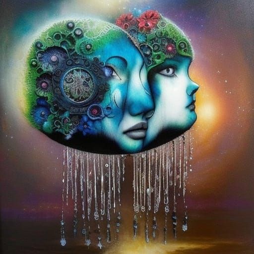 Dual Expression Sculpture in Detailed Fantasy Art